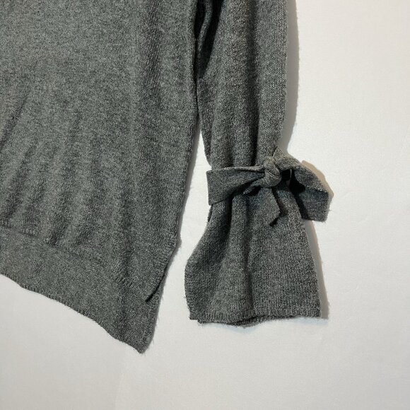 Halogen Women's Wool Blend Sweater Tie Sleeves Gray Small Size Preppy Work - Picture 9 of 9